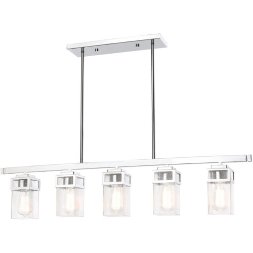 4.5 inch 5 Light Polished Chrome Linear Chandelier with Hand Blown Clear Seeded Glass Shade-Lighting LumensChandeliers