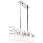 4.5 inch 5 Light Polished Chrome Linear Chandelier with Hand Blown Clear Seeded Glass Shade-Lighting LumensChandeliers