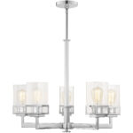 5 Light Polished Chrome Chandelier with Hand Blown Clear Seeded Glass Shade-Lighting LumensChandeliers