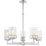 5 Light Polished Chrome Chandelier with Hand Blown Clear Seeded Glass Shade-Lighting LumensChandeliers