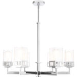 6 Light Polished Chrome Chandelier with Hand Blown Clear Seeded Glass Shade-Lighting LumensChandeliers