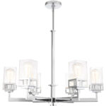 6 Light Polished Chrome Chandelier with Hand Blown Clear Seeded Glass Shade-Lighting LumensChandeliers