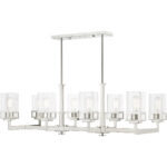 17.75 inch 8 Light Polished Chrome Linear Chandelier with Hand Blown Clear Seeded Glass Shade-Lighting LumensChandeliers