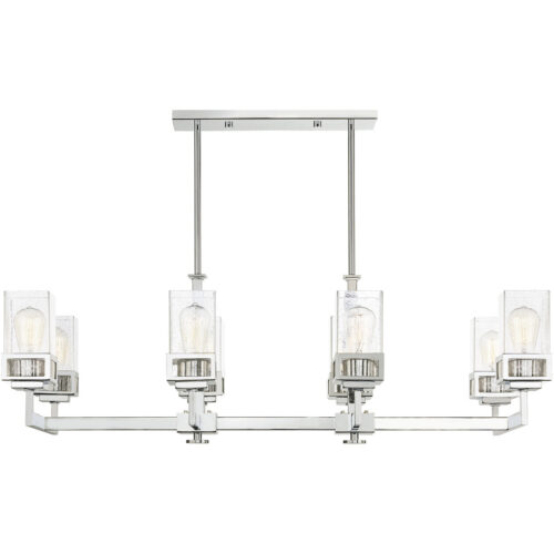 17.75 inch 8 Light Polished Chrome Linear Chandelier with Hand Blown Clear Seeded Glass Shade-Lighting LumensChandeliers