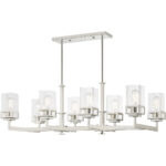 17.75 inch 8 Light Polished Chrome Linear Chandelier with Hand Blown Clear Seeded Glass Shade-Lighting LumensChandeliers