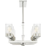 17.75 inch 8 Light Polished Chrome Linear Chandelier with Hand Blown Clear Seeded Glass Shade-Lighting LumensChandeliers