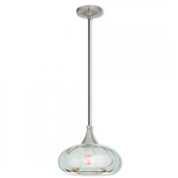 1 Light Brushed Nickel Mini Pendant with Smoke Glass Shade-Lighting LumensPendant Lights