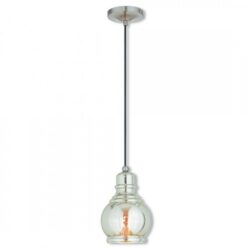 1 Light Brushed Nickel Mini Pendant with Smoke Glass Shade-Lighting LumensPendant Lights