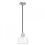 1 Light Brushed Nickel Mini Pendant with Clear Glass Shade-Lighting LumensPendant Lights