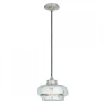 1 Light Brushed Nickel Mini Pendant with Smoke Glass Shade-Lighting LumensPendant Lights