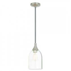 1 Light Brushed Nickel Mini Pendant with Clear Glass Shade-Lighting LumensPendant Lights