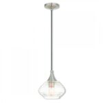 1 Light Brushed Nickel Mini Pendant with Clear Glass Shade-Lighting LumensPendant Lights