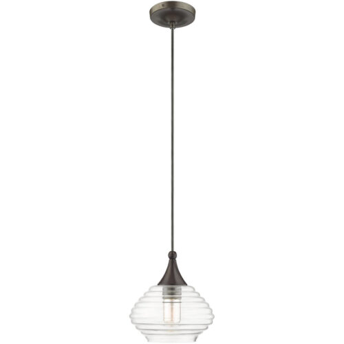 1 Light English Bronze Mini Pendant with Clear Glass Shade-Lighting LumensPendant Lights