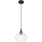 1 Light English Bronze Mini Pendant with Clear Glass Shade-Lighting LumensPendant Lights