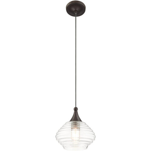 1 Light English Bronze Mini Pendant with Clear Glass Shade-Lighting LumensPendant Lights