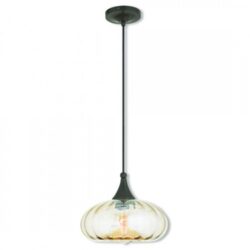 1 Light English Bronze Mini Pendant with Champagne Glass Shade-Lighting LumensPendant Lights