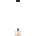 1 Light English Bronze Mini Pendant with Champagne Glass Shade-Lighting LumensPendant Lights