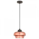 1 Light English Bronze Mini Pendant with Copper Glass (Inside Chrome) Shade-Lighting LumensPendant Lights