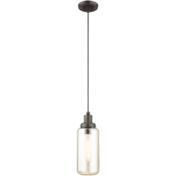 1 Light English Bronze Mini Pendant with Champagne Glass Shade-Lighting LumensPendant Lights