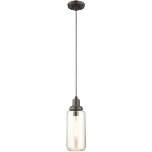 1 Light English Bronze Mini Pendant with Champagne Glass Shade-Lighting LumensPendant Lights