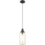 1 Light English Bronze Mini Pendant with Champagne Glass Shade-Lighting LumensPendant Lights