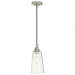 1 Light Brushed Nickel Mini Pendant with Clear Glass Shade-Lighting LumensPendant Lights