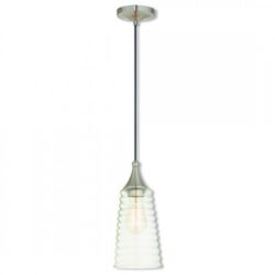 1 Light Brushed Nickel Mini Pendant with Clear Glass Shade-Lighting LumensPendant Lights