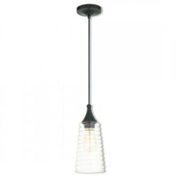 1 Light English Bronze Mini Pendant with Clear Glass Shade-Lighting LumensPendant Lights