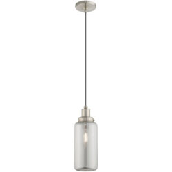 1 Light Brushed Nickel Mini Pendant with Smoke Glass Shade-Lighting LumensPendant Lights