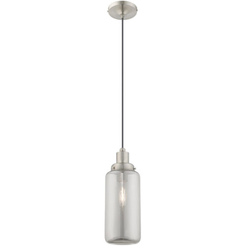 1 Light Brushed Nickel Mini Pendant with Smoke Glass Shade-Lighting LumensPendant Lights