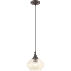 1 Light English Bronze Mini Pendant with Champagne Glass Shade-Lighting LumensPendant Lights