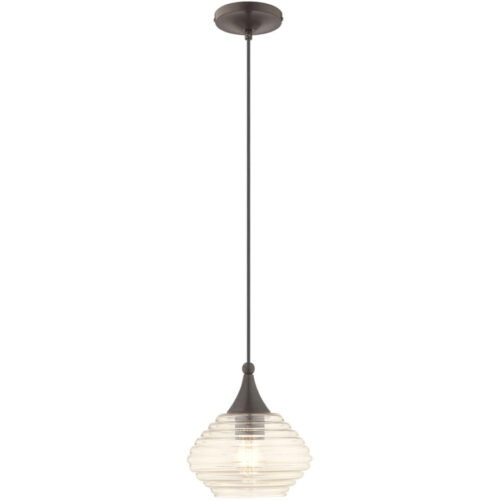 1 Light English Bronze Mini Pendant with Champagne Glass Shade-Lighting LumensPendant Lights