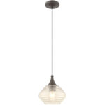 1 Light English Bronze Mini Pendant with Champagne Glass Shade-Lighting LumensPendant Lights