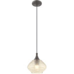 1 Light English Bronze Mini Pendant with Champagne Glass Shade-Lighting LumensPendant Lights