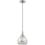 1 Light Brushed Nickel Mini Pendant with Smoke Glass Shade-Lighting LumensPendant Lights