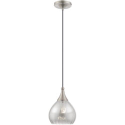 1 Light Brushed Nickel Mini Pendant with Smoke Glass Shade-Lighting LumensPendant Lights