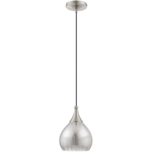 1 Light Brushed Nickel Mini Pendant with Smoke Glass Shade-Lighting LumensPendant Lights