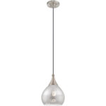 1 Light Brushed Nickel Mini Pendant with Smoke Glass Shade-Lighting LumensPendant Lights