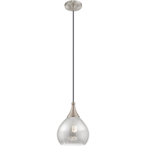 1 Light Brushed Nickel Mini Pendant with Smoke Glass Shade-Lighting LumensPendant Lights