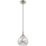 1 Light Brushed Nickel Mini Pendant with Smoke Glass Shade-Lighting LumensPendant Lights