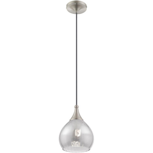 1 Light Brushed Nickel Mini Pendant with Smoke Glass Shade-Lighting LumensPendant Lights