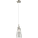 1 Light Brushed Nickel Mini Pendant with Smoke Glass Shade-Lighting LumensPendant Lights