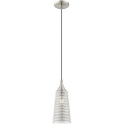 1 Light Brushed Nickel Mini Pendant with Smoke Glass Shade-Lighting LumensPendant Lights