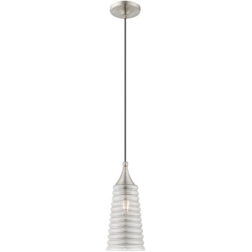 1 Light Brushed Nickel Mini Pendant with Smoke Glass Shade-Lighting LumensPendant Lights