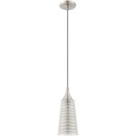 1 Light Brushed Nickel Mini Pendant with Smoke Glass Shade-Lighting LumensPendant Lights