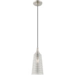 1 Light Brushed Nickel Mini Pendant with Smoke Glass Shade-Lighting LumensPendant Lights