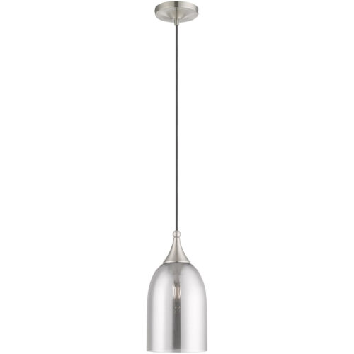 1 Light Brushed Nickel Mini Pendant with Smoke Glass Shade-Lighting LumensPendant Lights