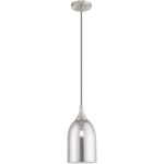 1 Light Brushed Nickel Mini Pendant with Smoke Glass Shade-Lighting LumensPendant Lights