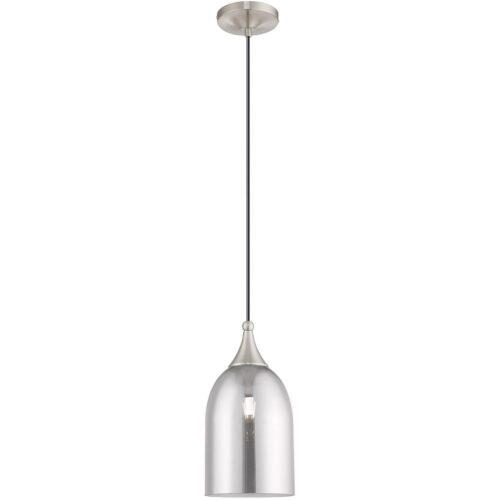 1 Light Brushed Nickel Mini Pendant with Smoke Glass Shade-Lighting LumensPendant Lights