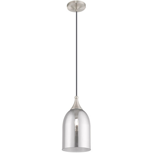 1 Light Brushed Nickel Mini Pendant with Smoke Glass Shade-Lighting LumensPendant Lights